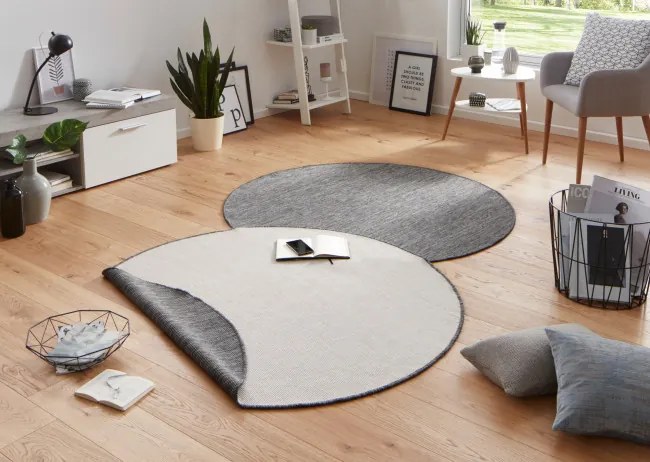 Obojstranný koberec Hanse Home Twin Miami sivý / krémový kruh