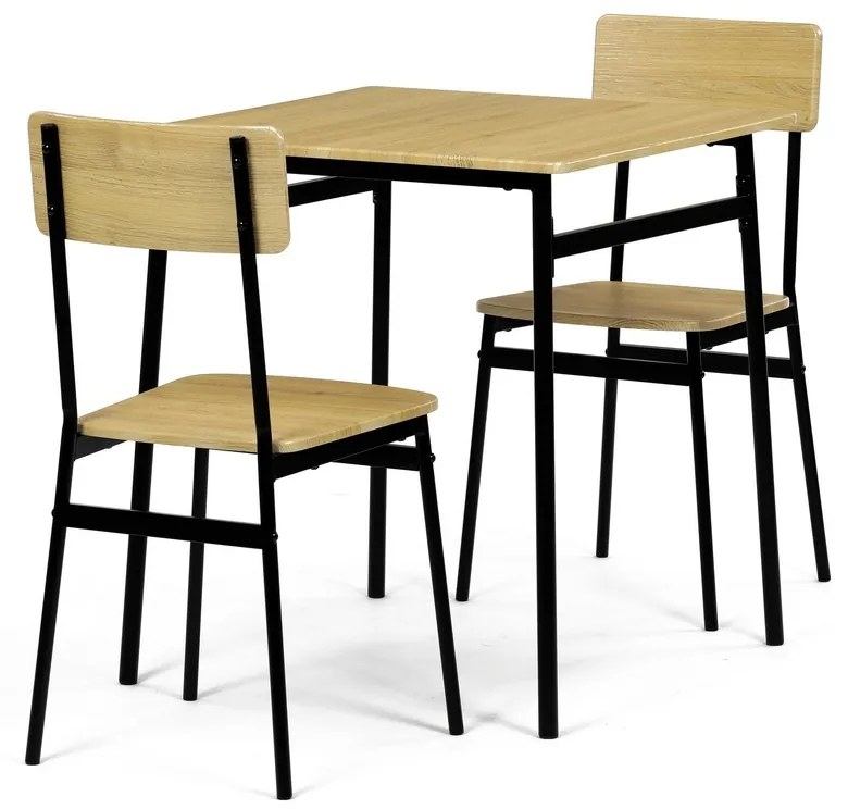Jedálenský set Industrial s 2 stoličkami, 70 x 70x 76 cm, divoký dub