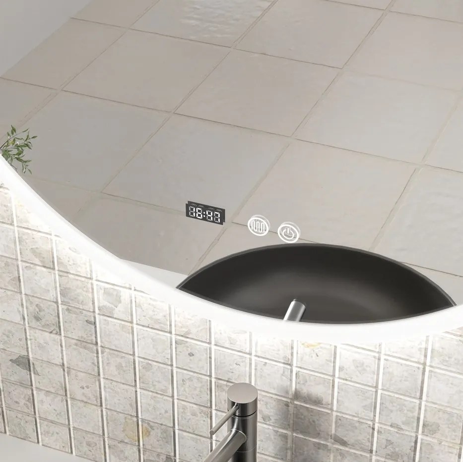 Erga Deam, okrúhle LED zrkadlo 70cm, 3 farby svetla, predné osvetlenie, vyhrievacia podložka proti zapareniu, ERG-V01-Deam-7070-CL