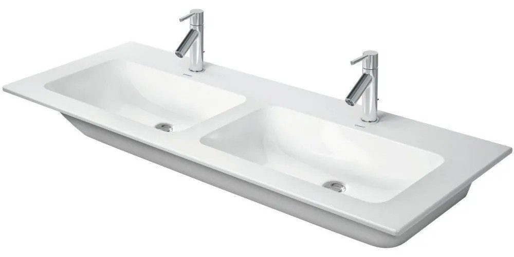 DURAVIT ME by Starck dvojumývadlo do nábytku s dvomi otvormi, dva prepady, 1300 x 490 mm, biela matná, 2336133200