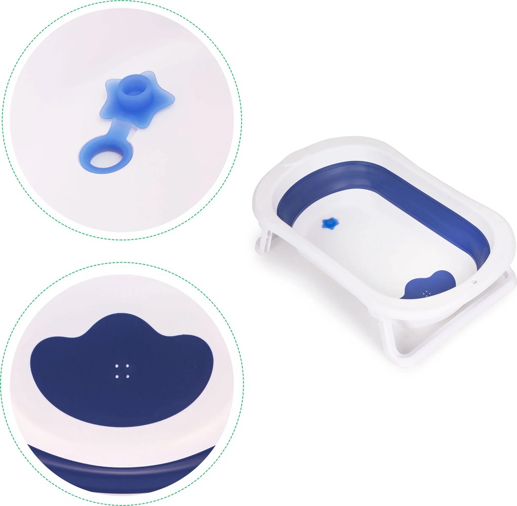 ECOTOYS skladacia detská vanička 0–12 mes s odtokom, indikátorom teploty a protišmykom