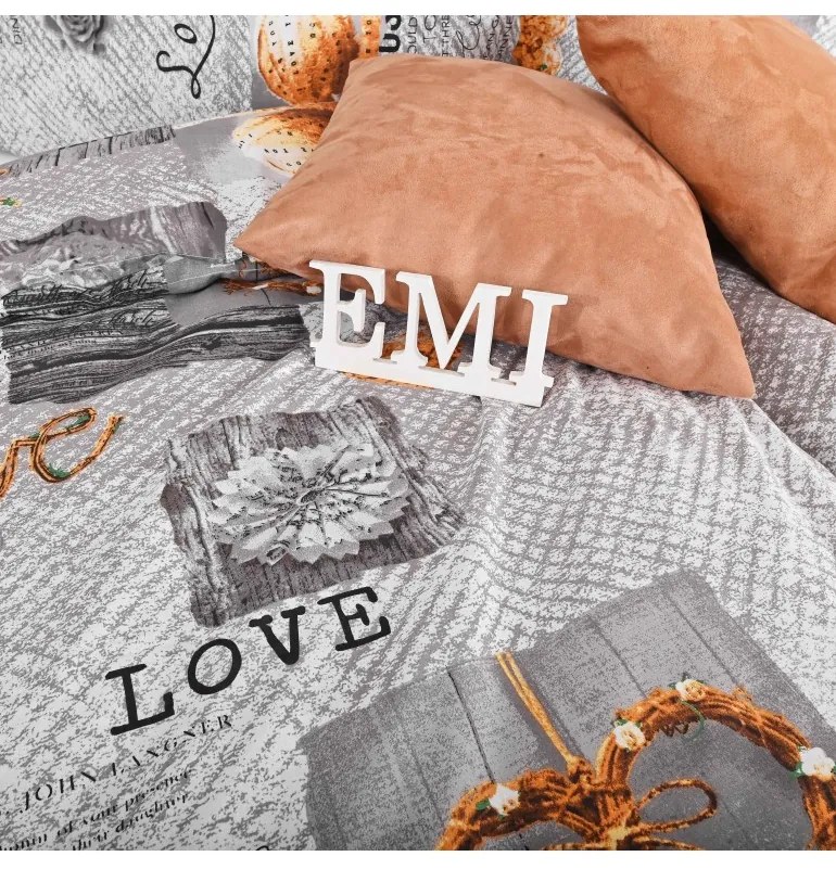 Obliečky bavlnené Zaos sivé EMI, Štandardný set jednolôžko obsahuje 1x 140x200 + 1x 70x90