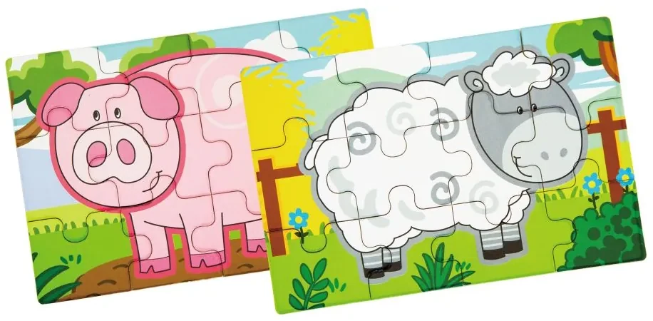 Viga drevené puzzle - farma
