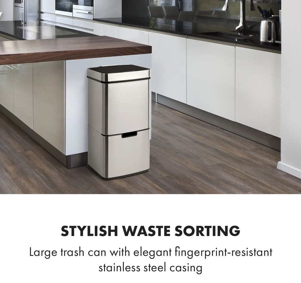 Klarstein Touchless, odpadkový kôš, senzor, 72 l, 4 nádoby, ABS/PP/ušľachtilá oceľ