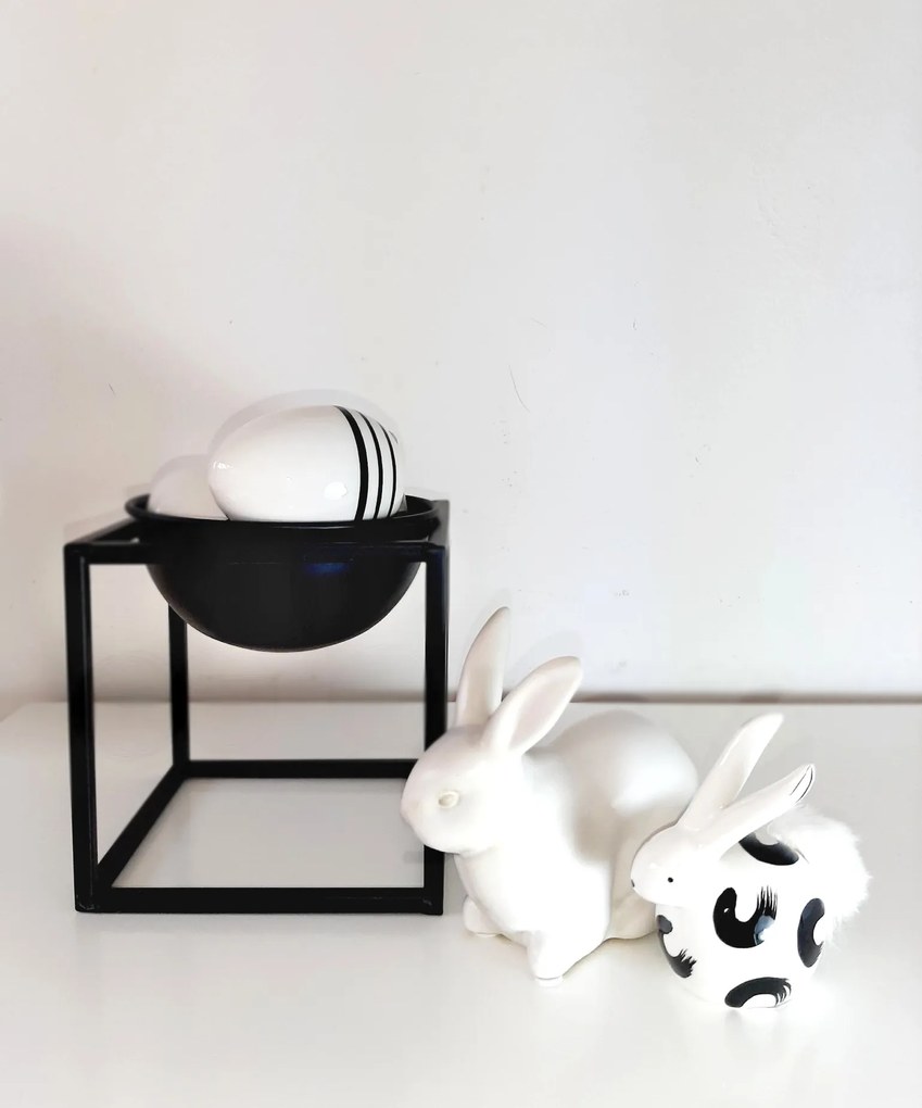 Dekoračný keramický zajačik - biely matný