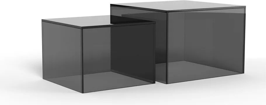 Sivé sklenené konferenčné stolíky v súprave 2 ks 50x50 cm Dice – Actona