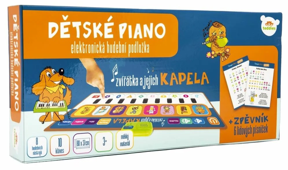 Elektronická hracia podložka pianko Zvieratká a ich kapela, 80x37cm na batérie v krabici 38x18x5cm