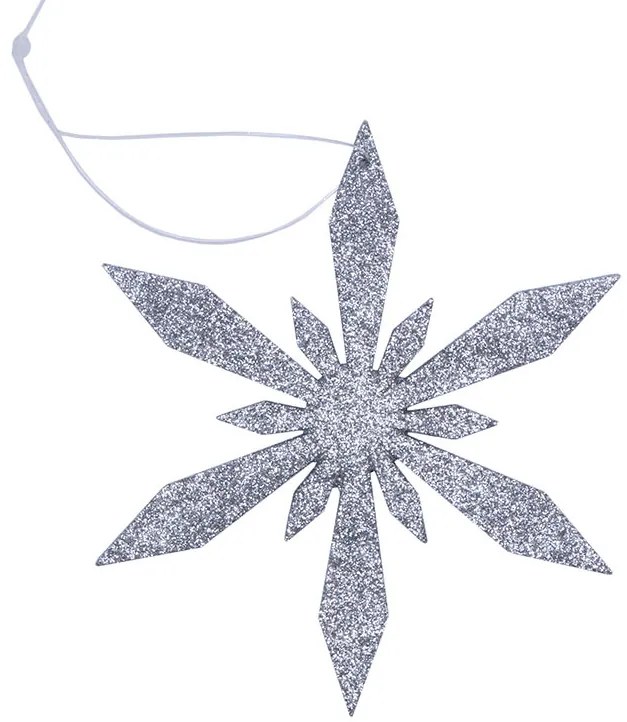 DECOLED Snehová vločka III, priemer 15 cm, strieborná