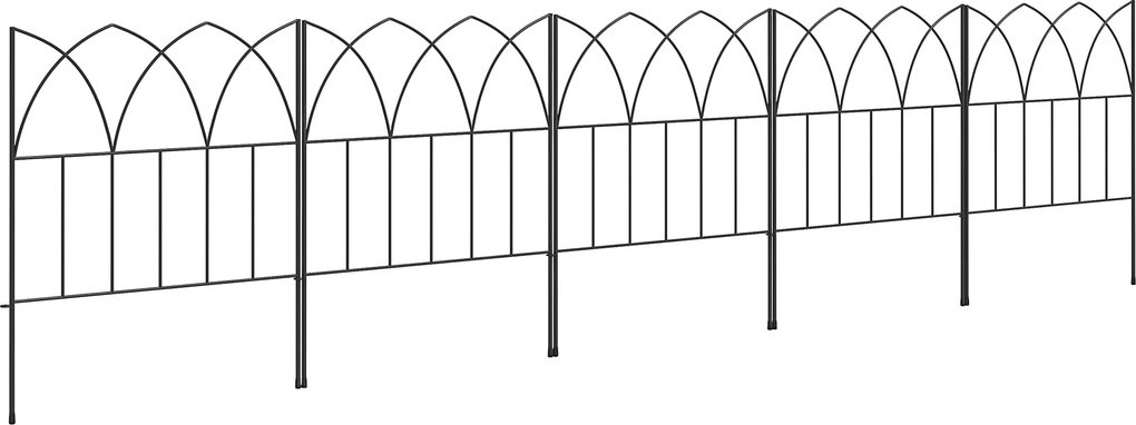 Outsunny Záhradné Ploty 205x45,5 cm Sada 5 Dekoratívnych Kovových Záhradných Plotov Voľná Kombinácia Barrier pre Terasu, Dvor, Trávnik Čierna | Aosom