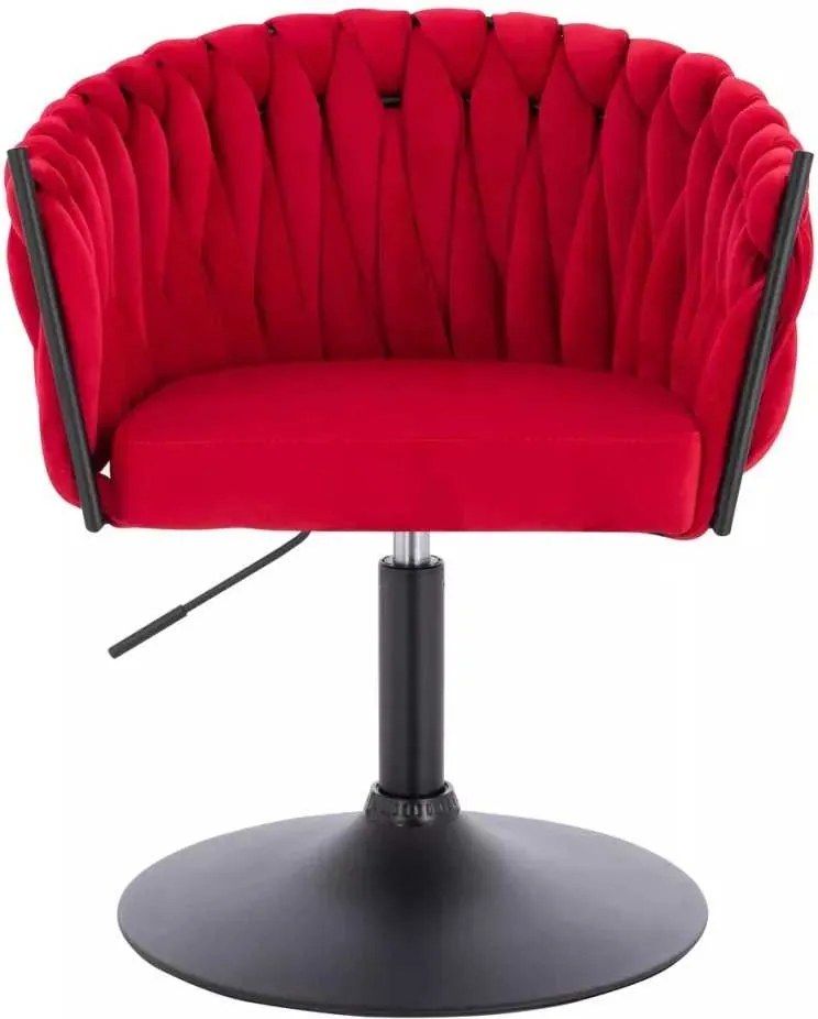 LuxuryForm DESIGN Stolička NORDEN VELUR na čiernom tanieri - červená