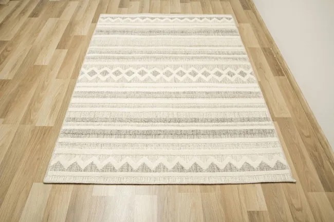 Koberec Cotton C102 Etno / kosoštvorce, krémový / sivý / béžový