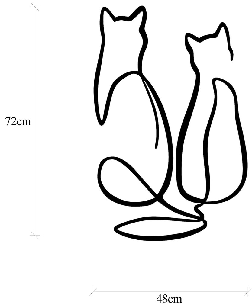 Nástenná kovová dekorácia Pár Mačka Láska čierna