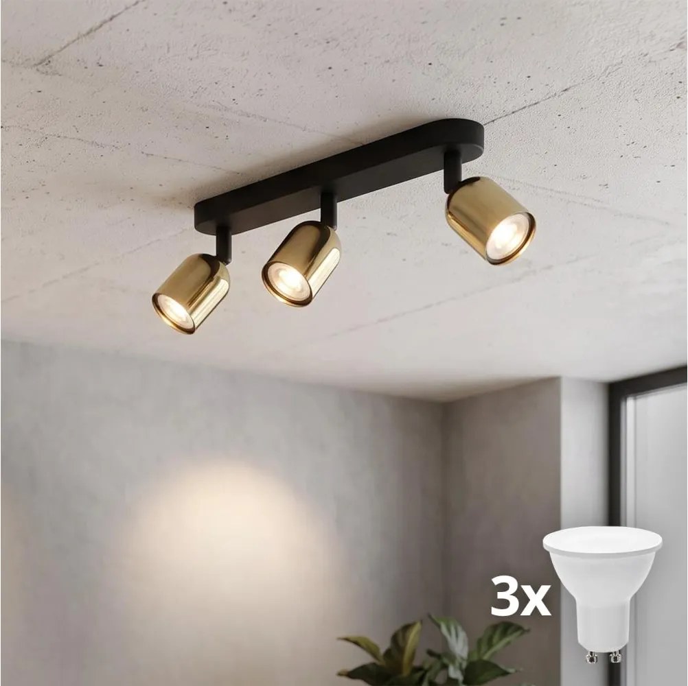 LED bodové svietidlo TOP 3xGU10/10W/230V čierna/zlatá