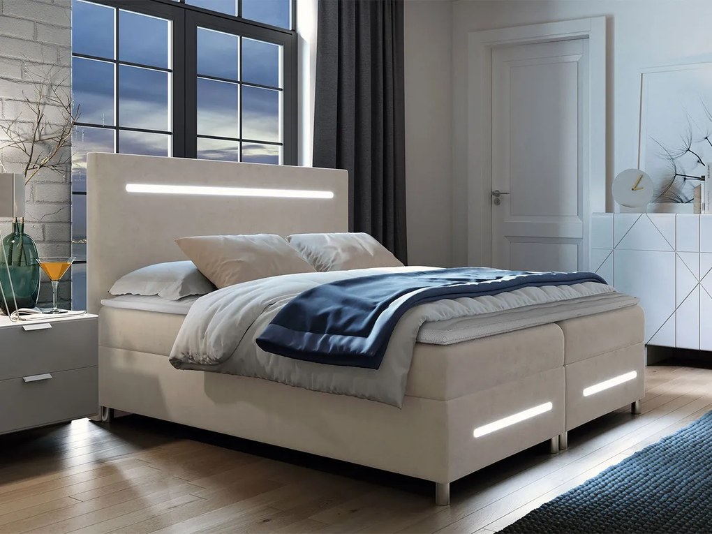 Kontinentálna posteľ Trunida LED, Rozmer postele: 180x200, Dostupné poťahy: Fresh 04