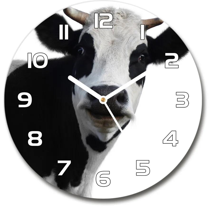 Sklenené hodiny okrúhle Strakatá krava pl_zso_30_f_38327134