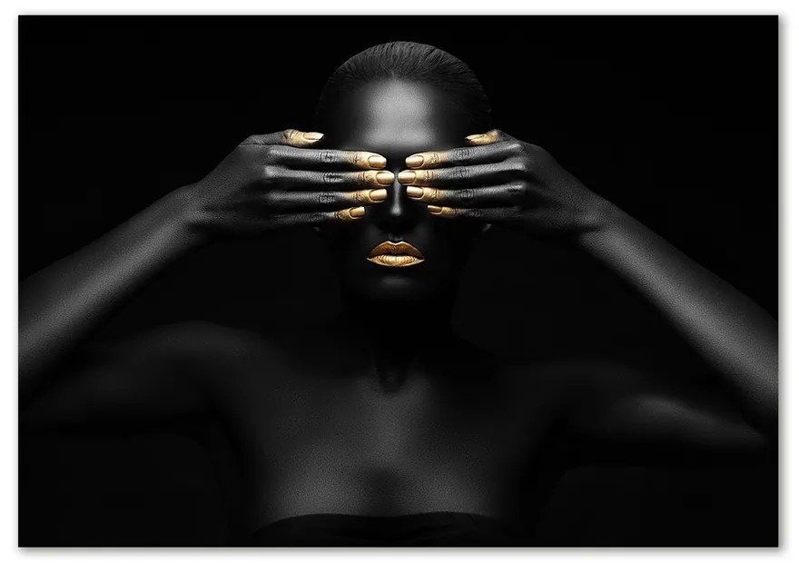 Fotoobraz na skle Žena v čiernom pl-osh-100x70-f-56248065