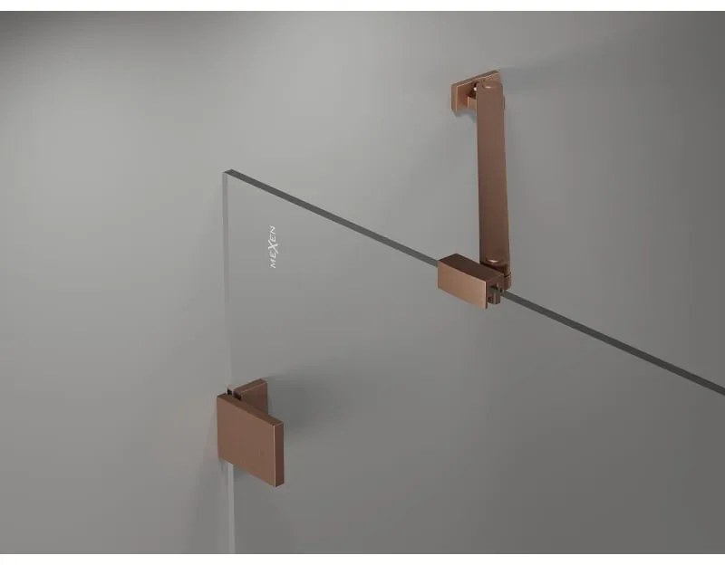 Mexen Lunar Duo, výklopný sprchový kút 115 x 115 cm, 8mm číre sklo, profil medená matná, 834-115L-115P-65-00