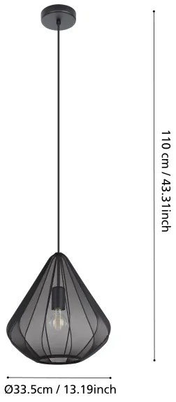 Eglo 43994 - Luster na lanku 1xE27/40W/230V pr. 33,5 cm čierna