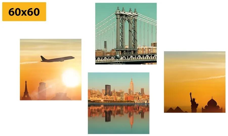 Set obrazov cesta do New Yorku - 4x 60x60