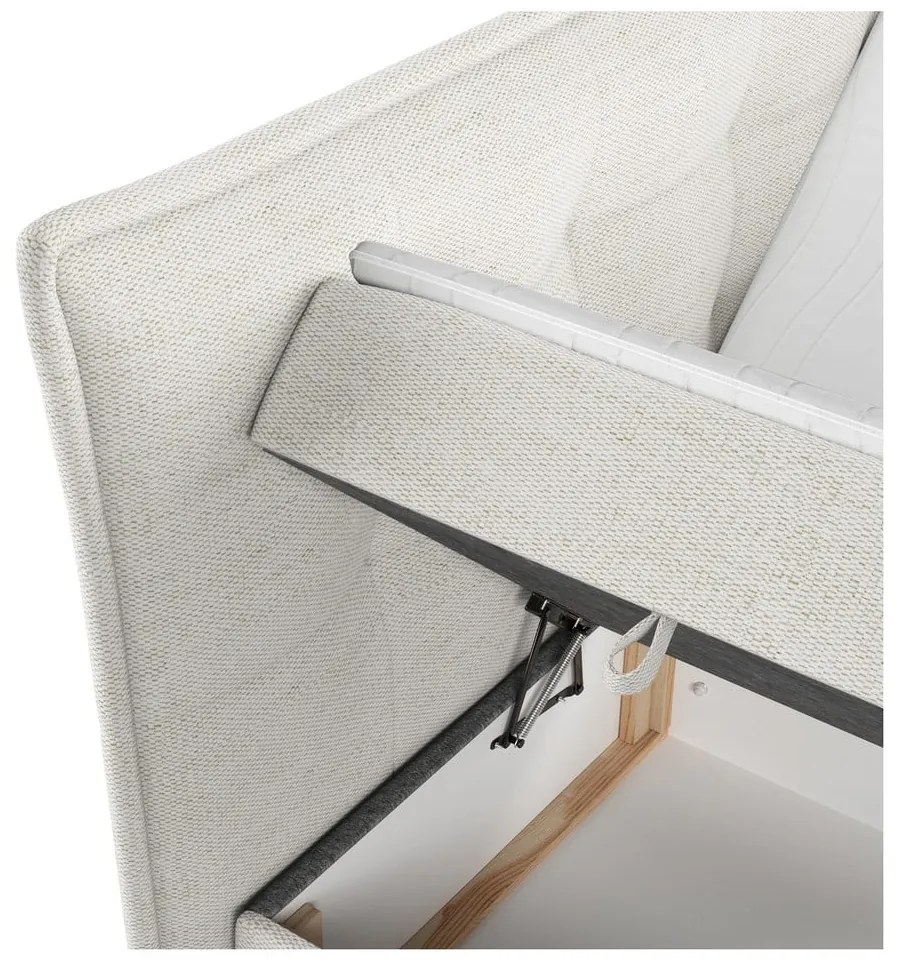 Krémovobiela boxspring posteľ s úložným priestorom 160x200 cm Sinai – Maison de Rêve