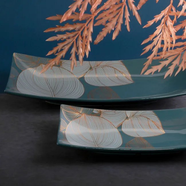 Dekoračný tanier SALVIA 3 1 zelený / zlatý