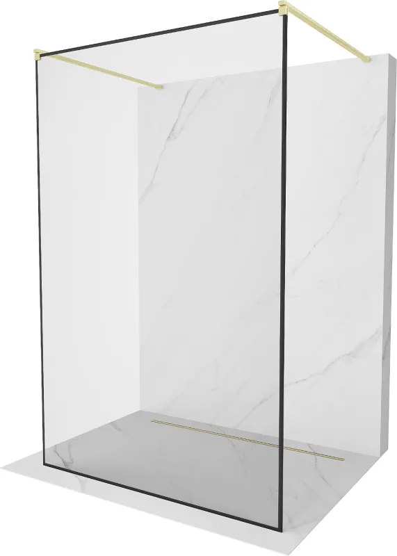 Mexen Kioto voľne stojaca sprchová stena 120 x 200 cm, čierny vzor 8 mm, zlatá brúsená - 800-120-002-55-70