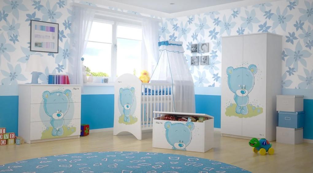 Raj posteli Štandardná detská postieľka "modrý medveď" biela