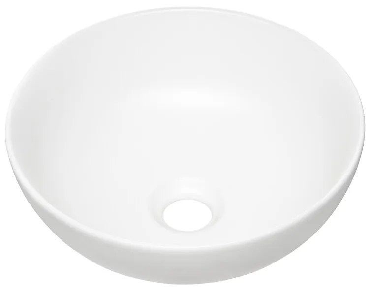 Sada keramického umyvadla na desku a výpusti Domi 32 cm bílá