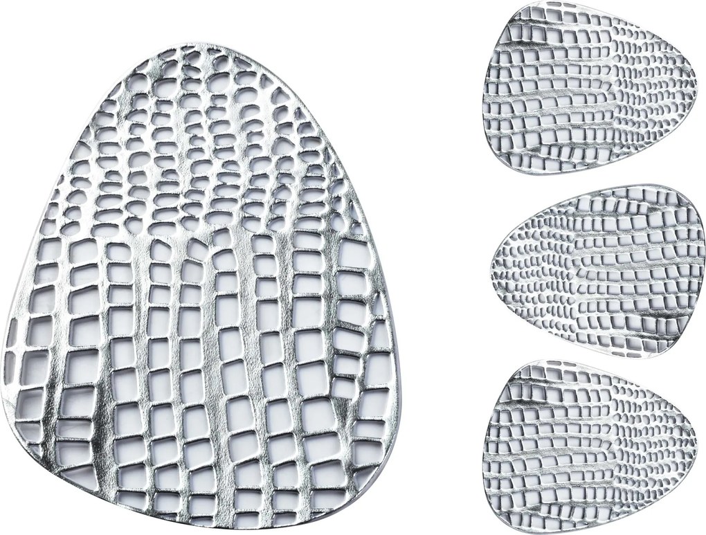 Súprava podšálok pod hrnček 10 x 13 cm strieborná