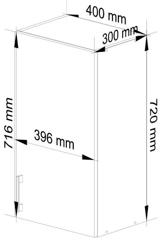 Horná kuchynská skrinka LIMA W40 D1 H720 biela / dub sonoma