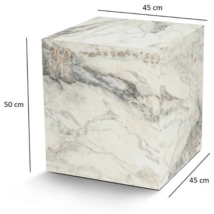 Dizajnový odkladací stolík Taliesin 45 cm vzor mramor frézia