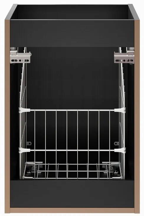 Závěsná skříňka pod umyvadlo Casad s deskou a košem na prádlo 100 cm černá/dub wotan