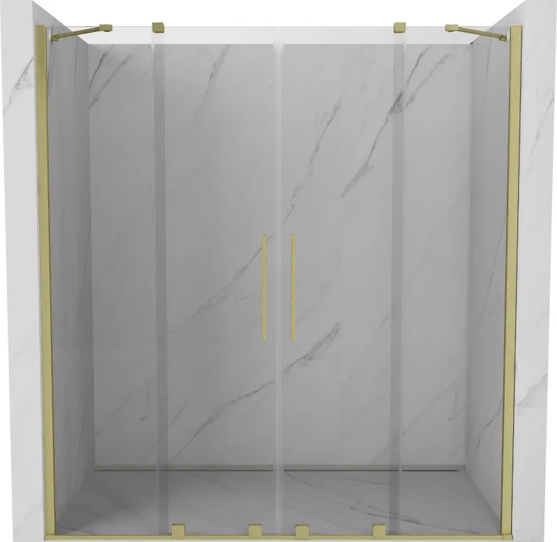 Mexen Velar Duo, posuvné dvere do otvoru 180x200 cm, 8mm číre sklo, zlatá matná, 871-180-000-02-55