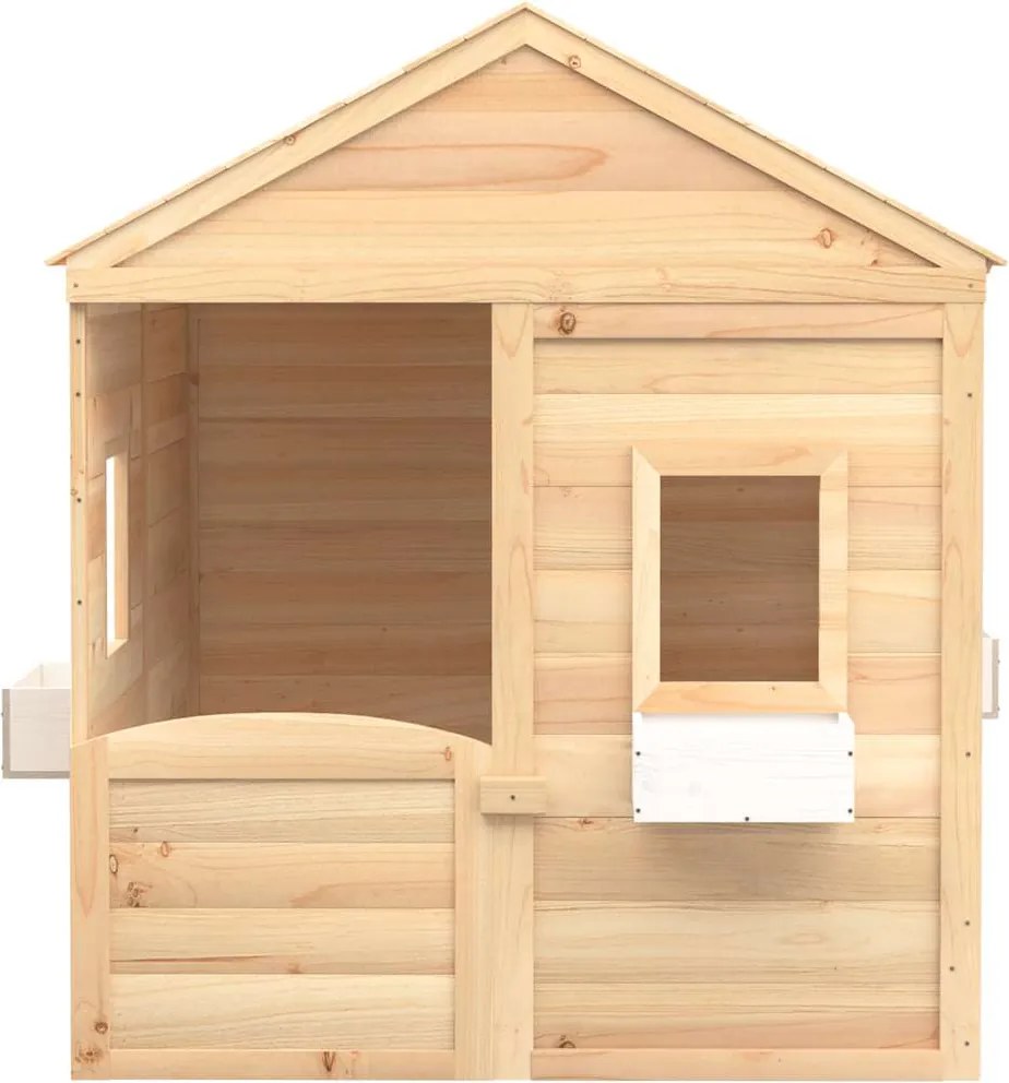 vidaXL Hračkársky domček s uzamykateľnými dverami a kvetináčmi jedľa