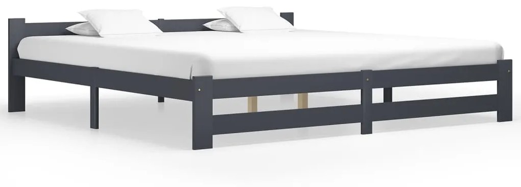 vidaXL Posteľný rám tmavosivý borovicový masív 200x200 cm