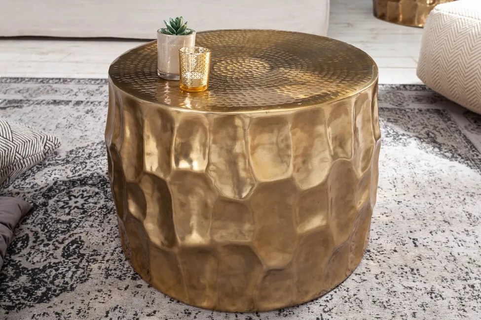 Ručne vyrobený konferenčný stolík Organic Orient zlatý 53cm