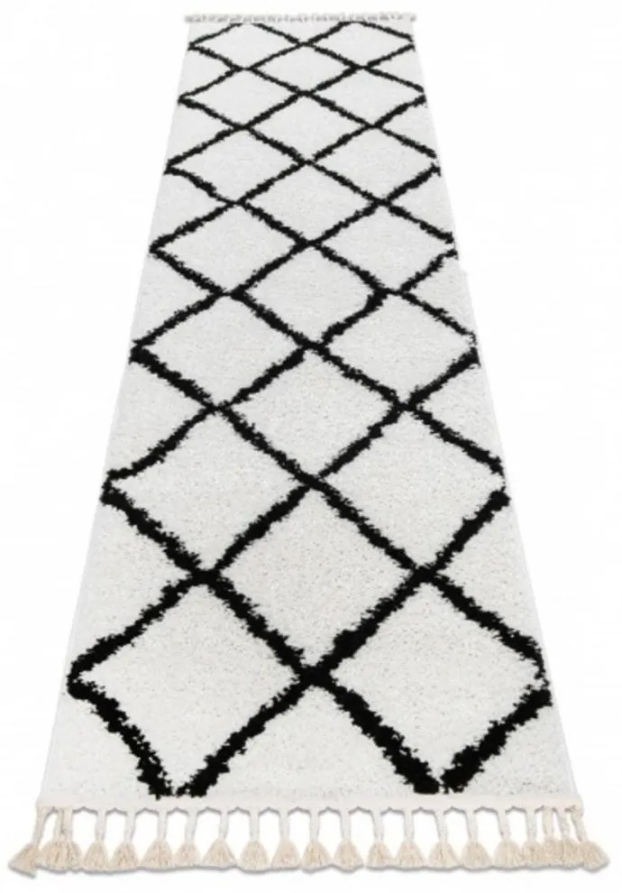 *Kusový koberec Shaggy  Cross biely atyp 70x300cm