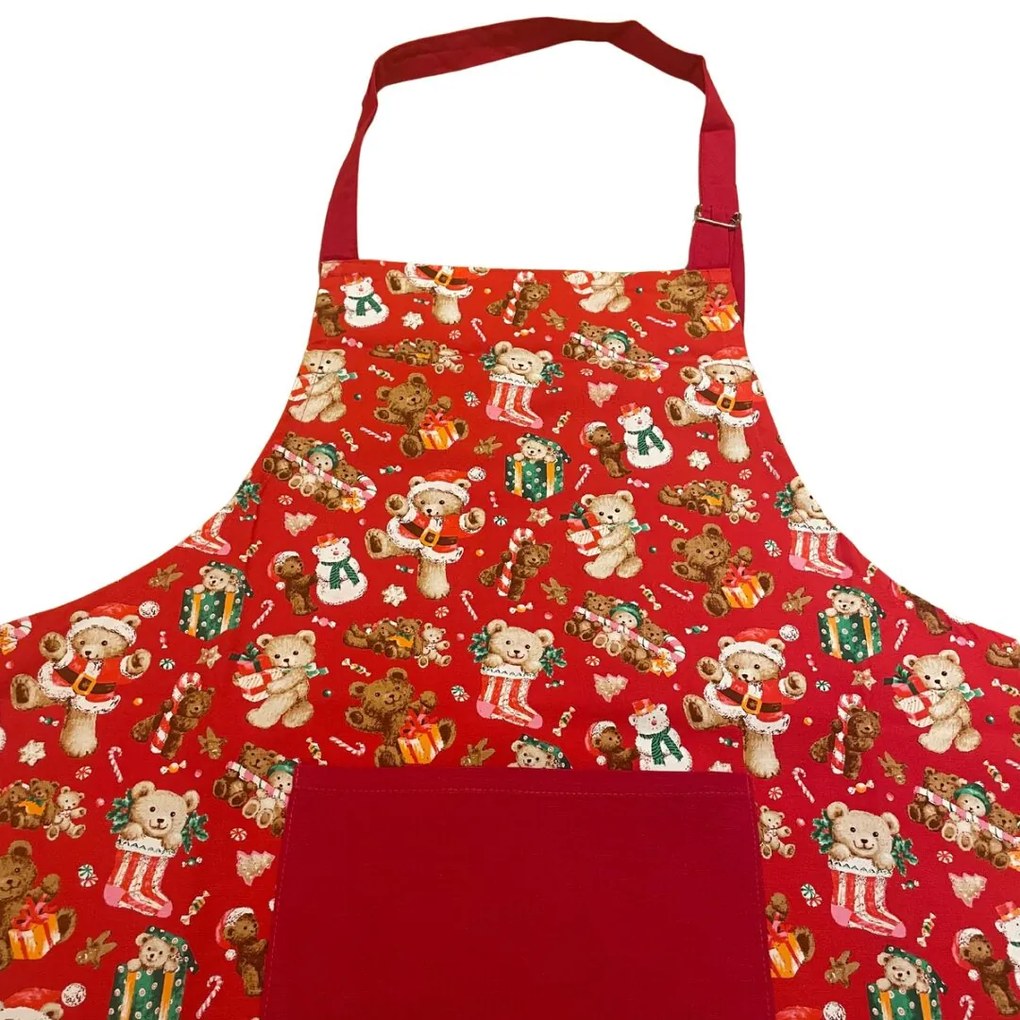 Kuchynská zástera bavlnená Vianočná Christmas červená TiaHome