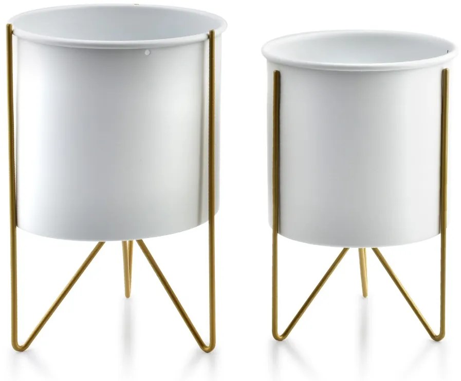 Sada 2 kvetináčov na stojane SWEN II biela