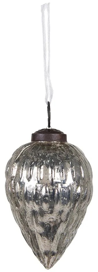 Strieborná vianočná ozdoba šiška - Ø 6*10 cm