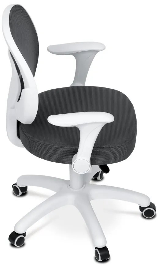 Detská pracovná stolička DINO — sieť / látka, tmavo sivá