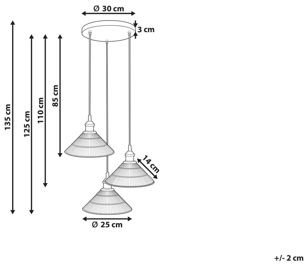 Sklenená závesná lampa s 3 svetlami priehľadná CURONE Beliani