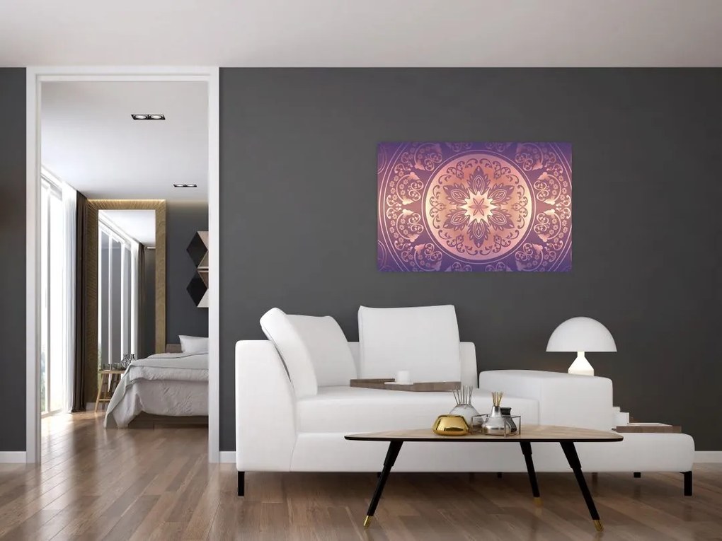 Obraz - Mandala na fialovom gradiente (90x60 cm)