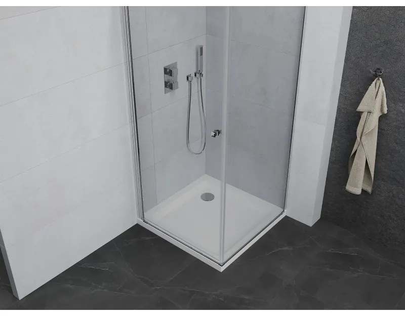 Mexen Pretoria sprchovací kút 70 x 70 cm, priehľadná, chróm + plochá sprchová vanička, 852-070-070-01-00-4010