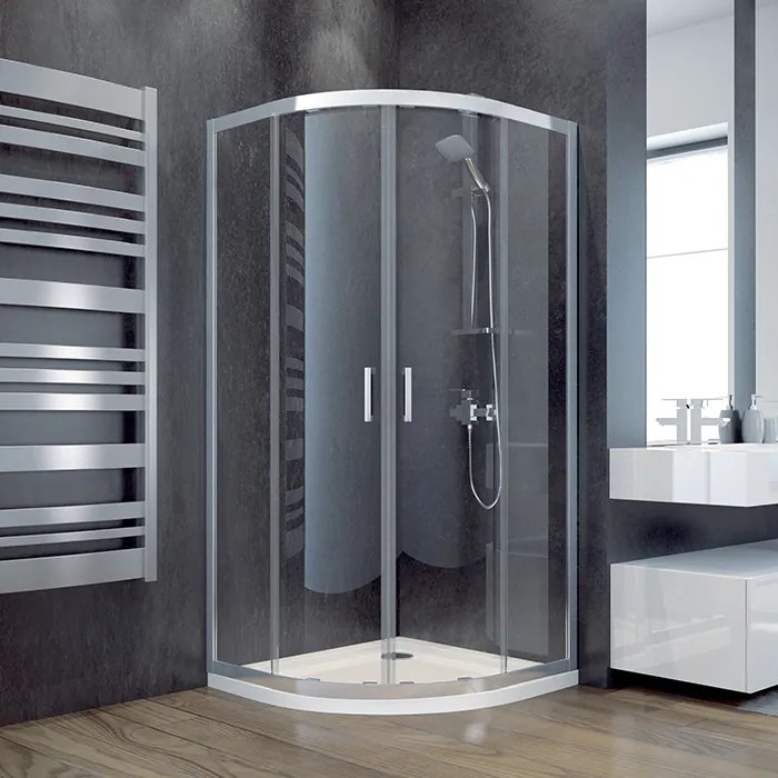 Besco Štvrťkruhový sprchovací kút MODERN HR 80x80 (90x90), výška 185 cm - bez vaničky BESCO-Rozmery: 90x90, BESCO-Profily: profily: chróm, výplň: mat