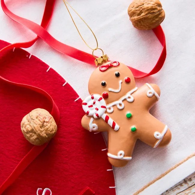 Vianočná ozdoba EVI RED perníček 710155