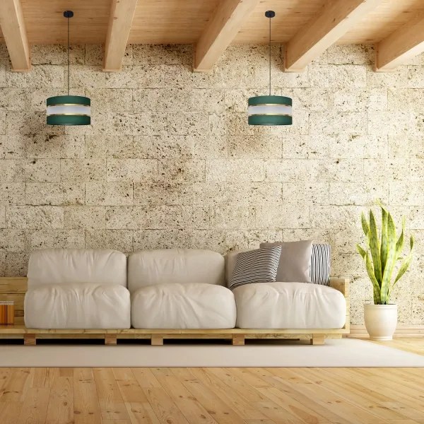 Luster na lanku HELEN 1xE27/15W/230V pr. 35 cm zelená/zlatá