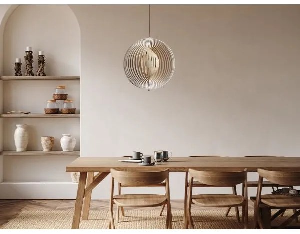 Drevený luster na lanku 1xE27/60W/230V priemer 50 cm masív/dyha/kaučukovník