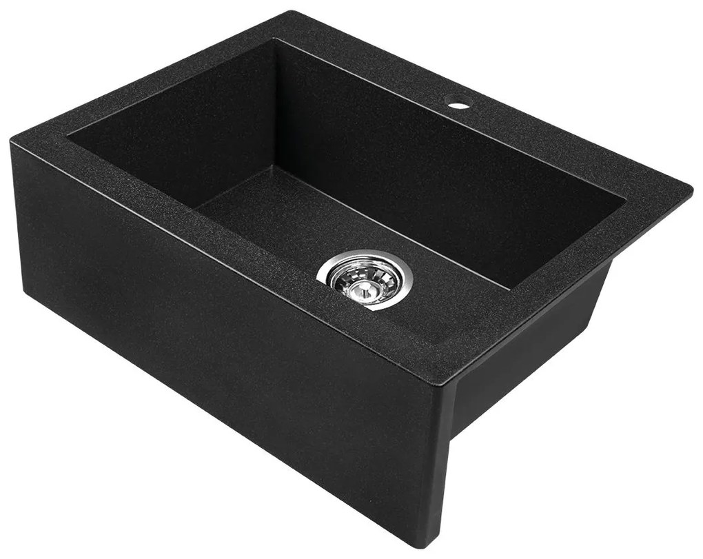 Laveo Komodo, 1-komorový granitový drez 586x490x221 mm, čierna škvrnitá, LAV-SBK_710A