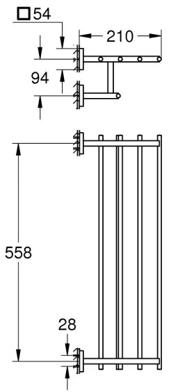 GROHE 410992430 - Multi-vešiak na uteráky START CUBE 600 mm čierny